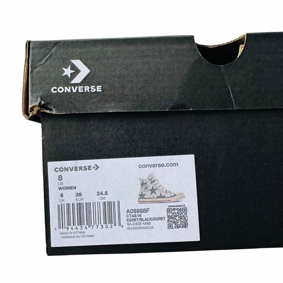 ⭐CONVERSE Chuck Taylor All Star Large Stars Sz 8 Women Shoes White Black A09898F - Picture 8 of 9